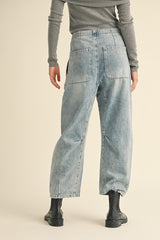 Holly Button Front Barrel Jeans