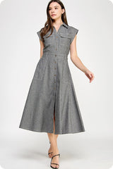 Lesson Learned Pinstrip Midi Dress