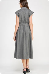 Lesson Learned Pinstrip Midi Dress