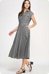 Lesson Learned Pinstrip Midi Dress