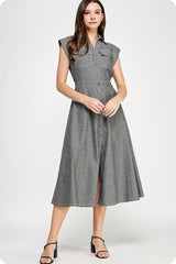 Lesson Learned Pinstrip Midi Dress