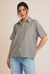 Be The One Seersucker Button Down Top