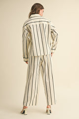 Santa Barbara Striped Linen Button Up Top