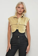 Cropped Utility Top With Oversized Pockets