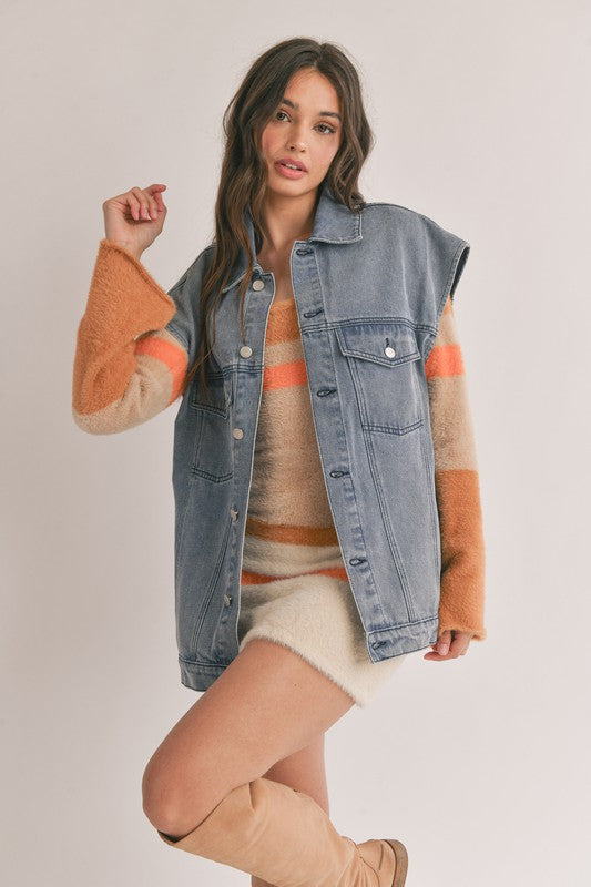 Rough Rider Sleeveless Denim Jacket M L