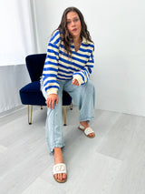 Let's Catch Up Striped Sweatshirt