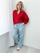 Summer Breeze Striped Chambray Pants