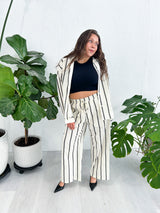 Santa Barbara Striped Linen Button Up Top
