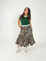 The First Bloom Ruffle Midi Skirt