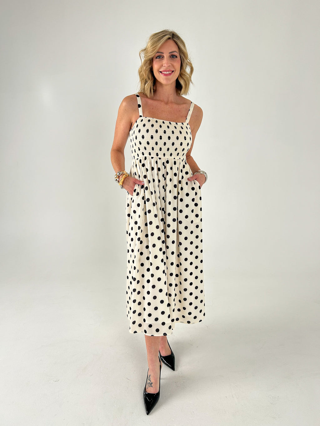 In My Dreams Polka Dot Midi Dress – beyourself boutique