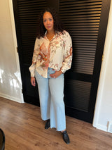 Tiger Bloom Button-Down Blouse