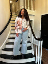 Tiger Bloom Button-Down Blouse