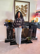 Boho Horse-Print Button-Up Blouse