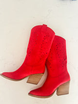 Frankie Red Suede Western Boot
