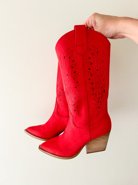Frankie Red Suede Western Boot