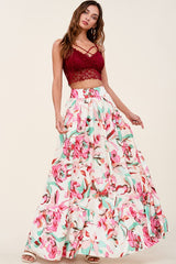 Bali Floral Print Full Maxi Skirt