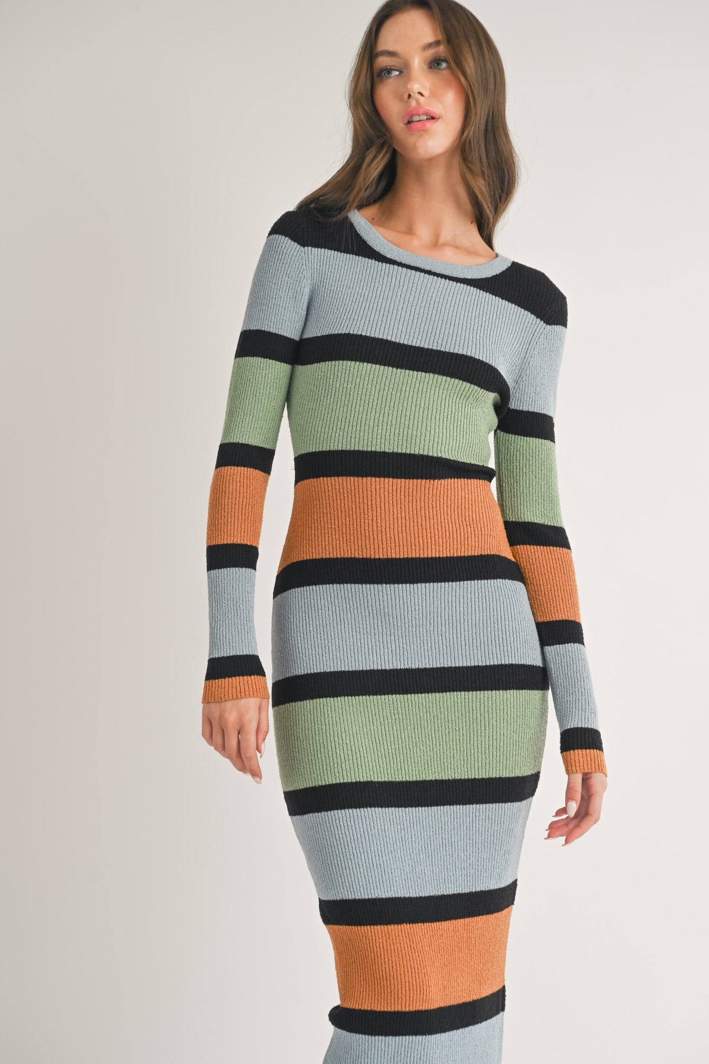 Elevated Striped Long Sweater Dress