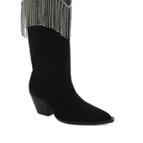 Arie Suede Rhinestone Fringe Boot