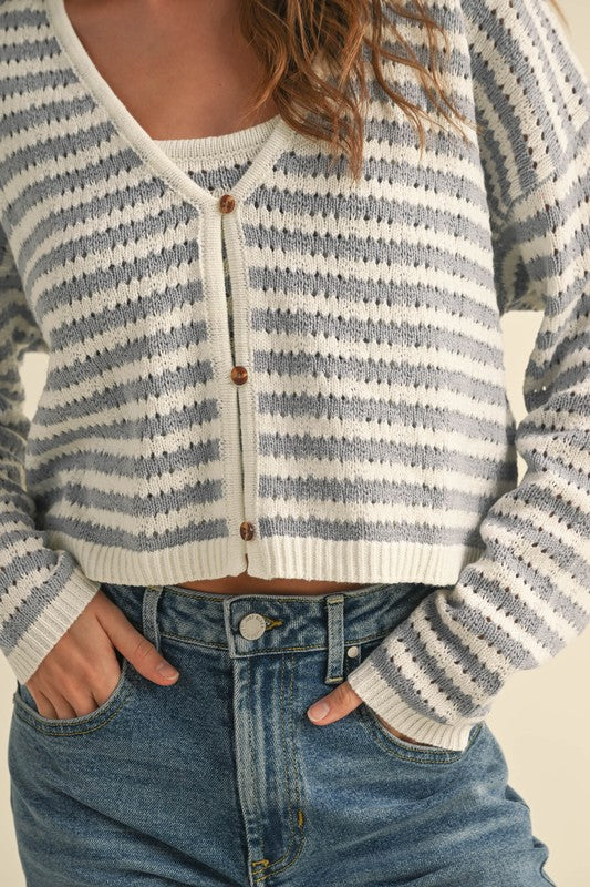 Chelsea Striped Crochet Cardigan