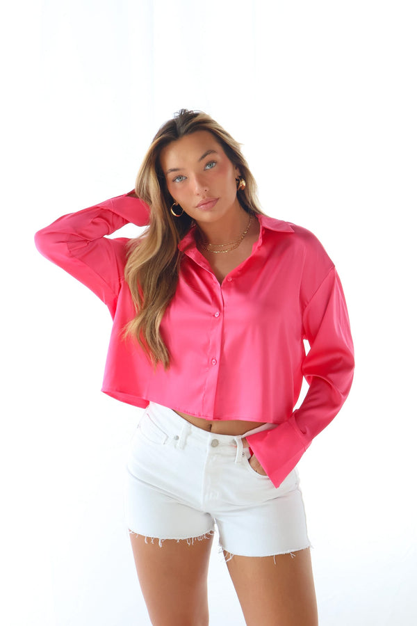 Go Easy On Me Satin Button Up