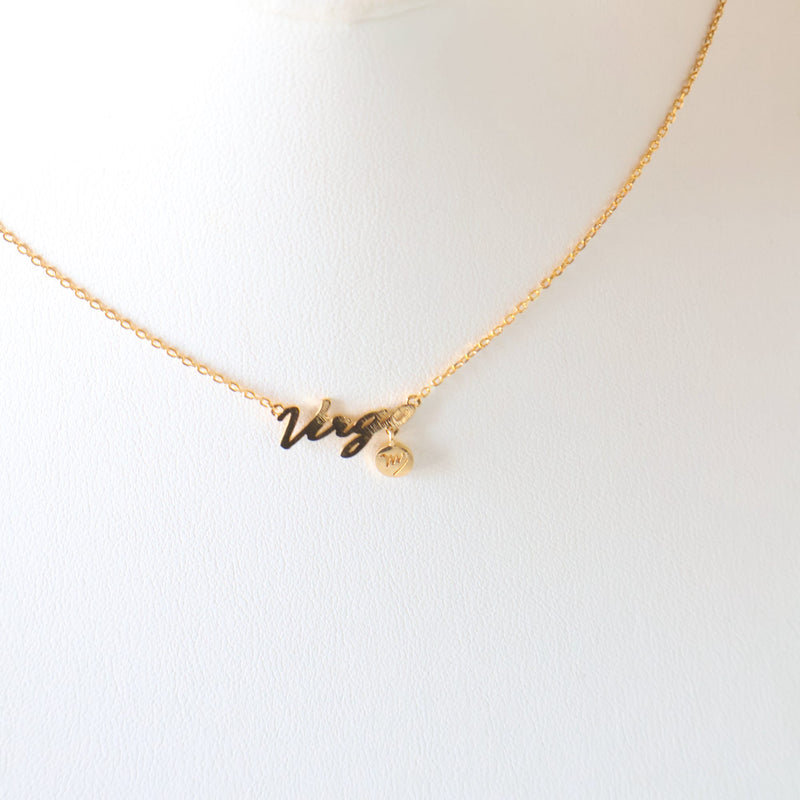 Gold Cursive Zodiac Necklace