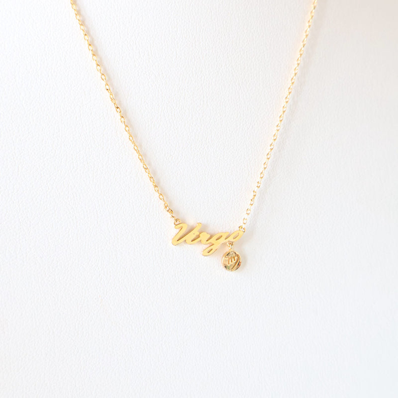 Gold Cursive Zodiac Necklace