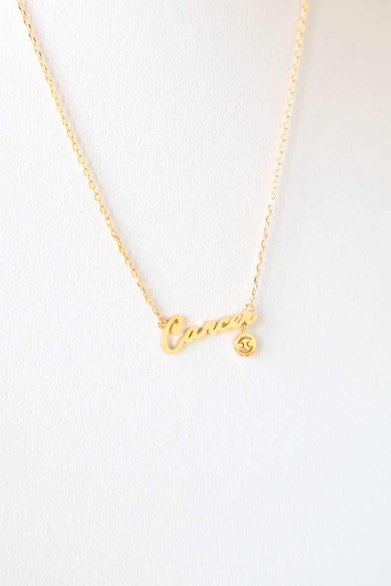 Gold Cursive Zodiac Necklace