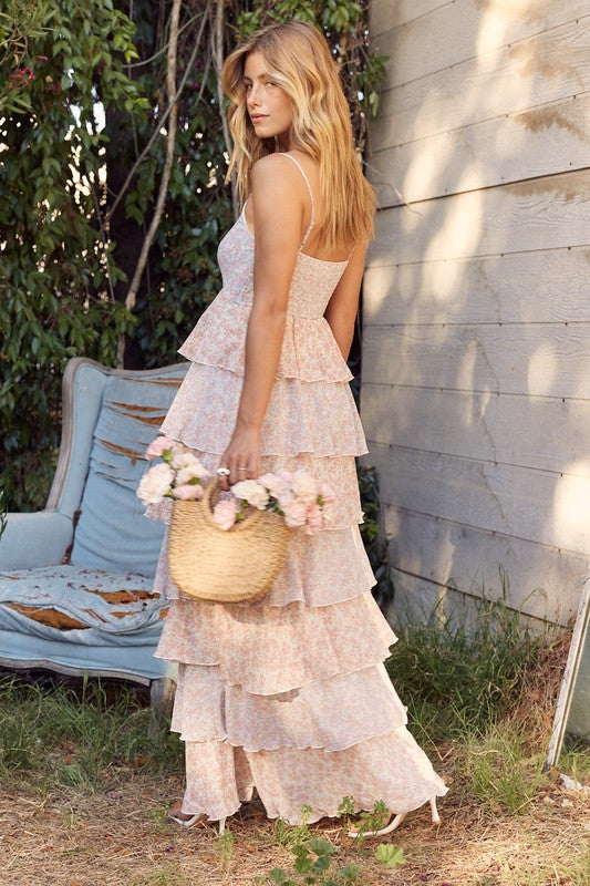 Georgina Floral Print Tiered Maxi Dress