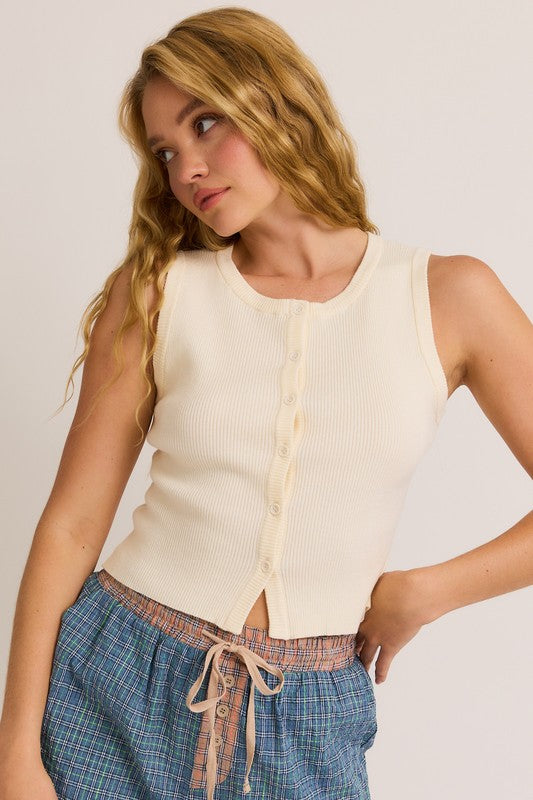 Izzy Ribbed Sleeveless Sweater