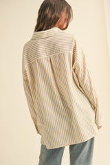 All About Me Striped Button Up Top