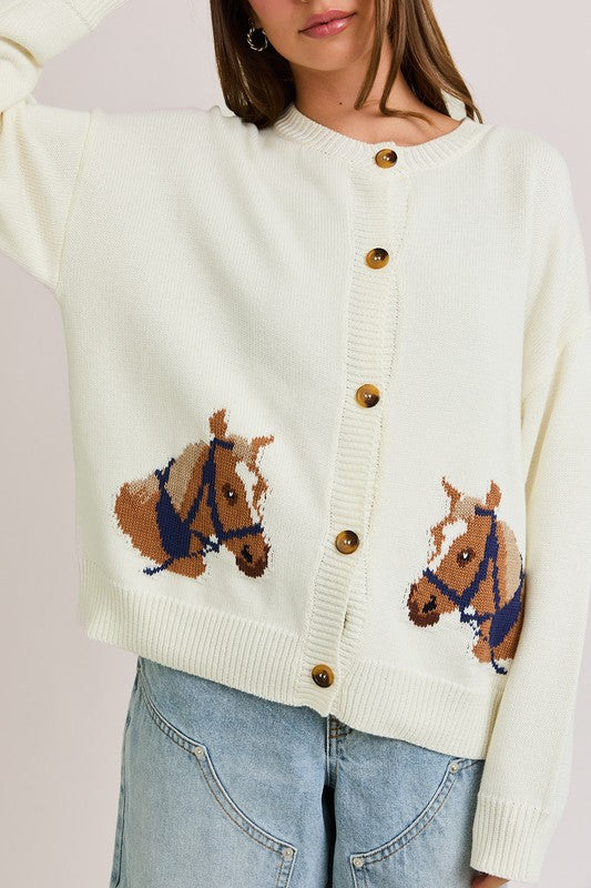 Horsin' Around Cardigan Sweater