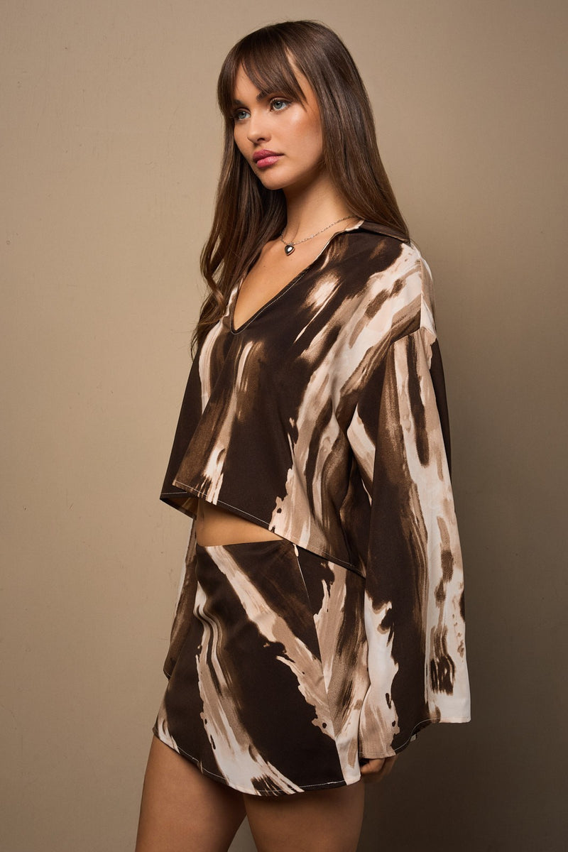 Mocha Swirl Bias Top