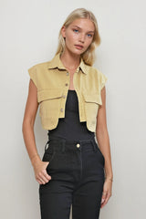 Cropped Utility Top With Oversized Pockets
