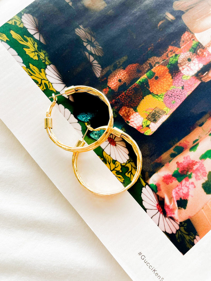 Zena Textured Gold Hoop