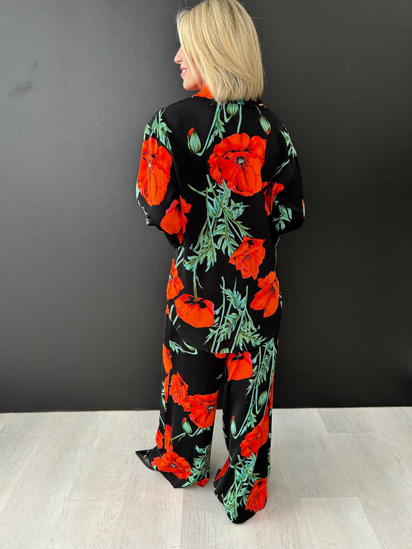 Bold Move Satin Floral Pants