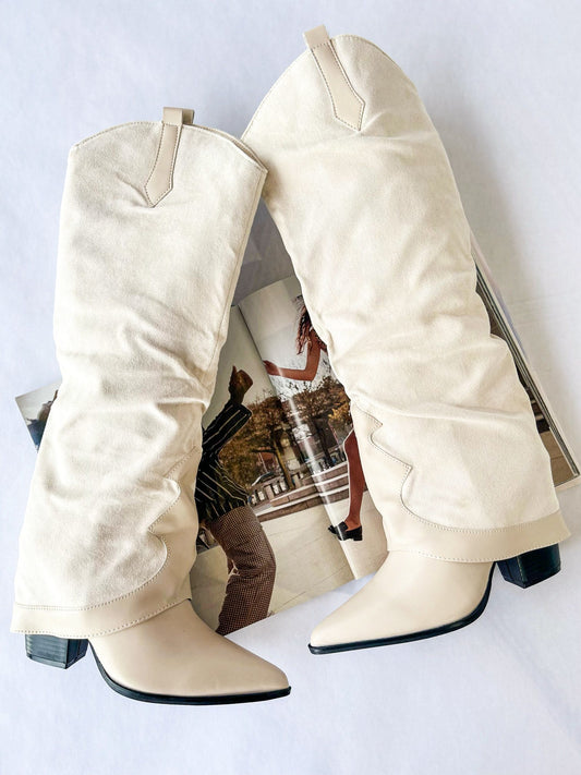 Brandy Ivory Suede Tall Boot