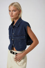 Cropped Utility Top With Oversized Pockets