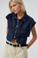 Cropped Utility Top With Oversized Pockets