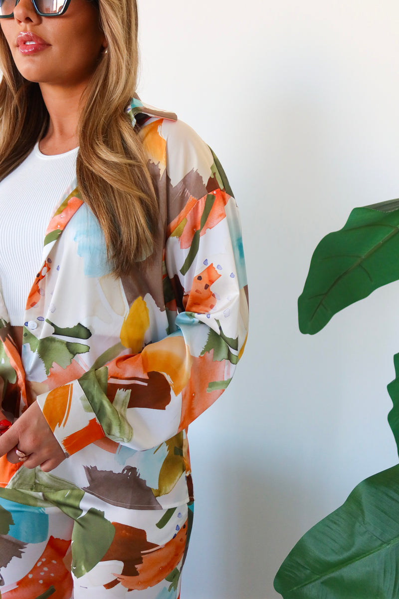 Here With You Satin Button Up