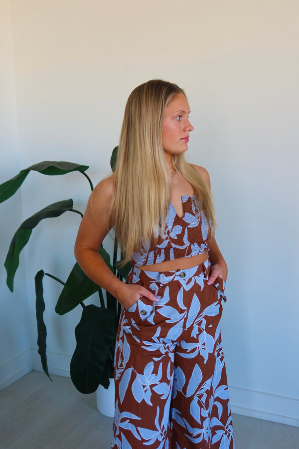 Aruba Tropical Smocking Crop Top