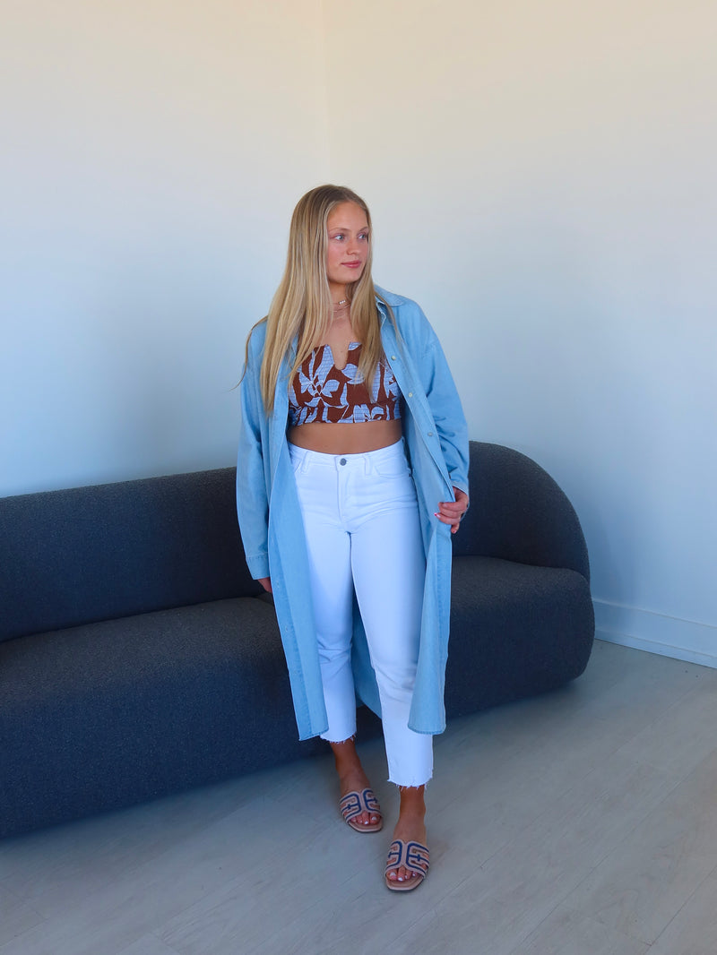 Luna Long Denim Button Up Shirt Dress