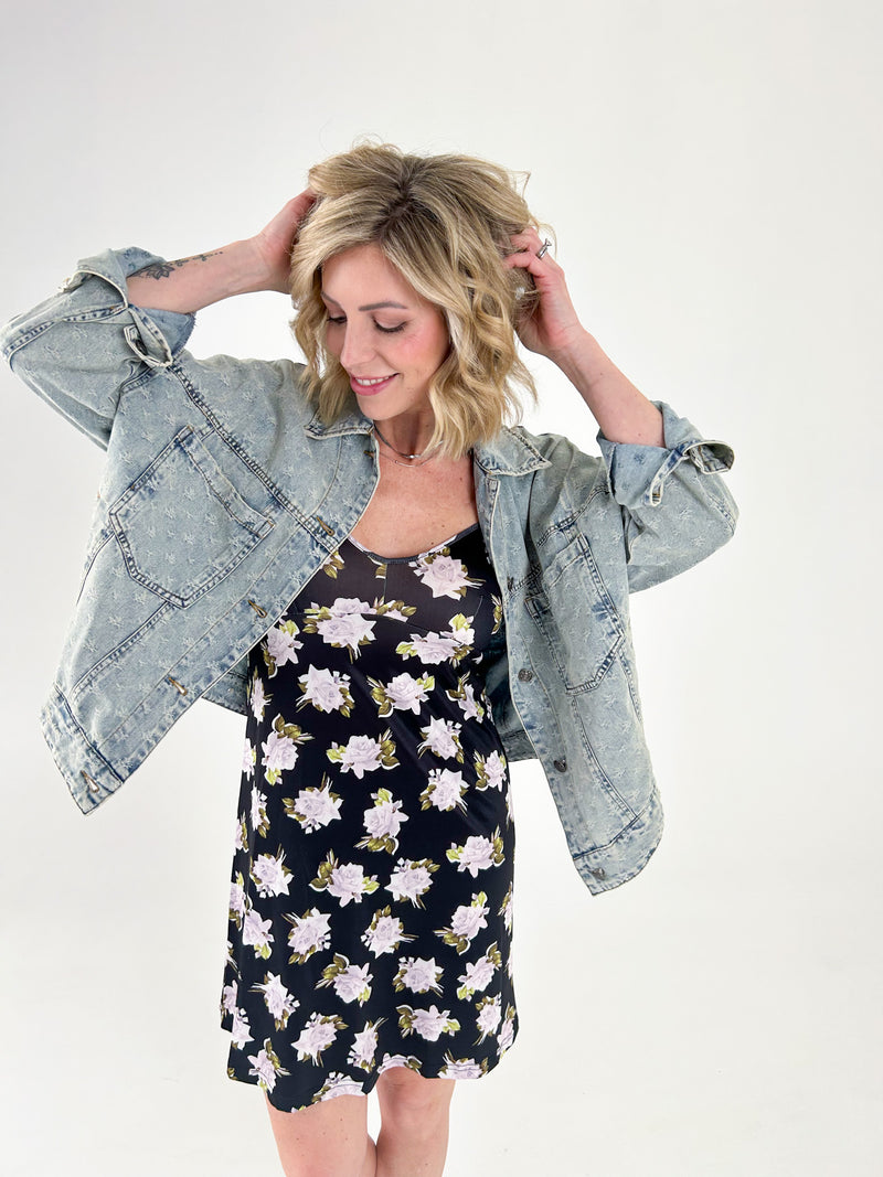 Perfect Timing Distressed Oversized Denim Jacket Perfect Timing Distressed Oversized Denim Jacket
