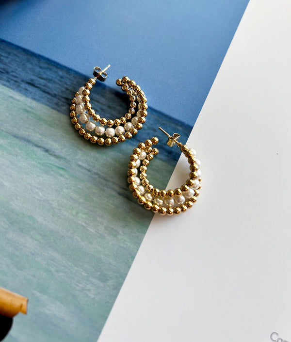 Winding Road Twist Beaded Hoops