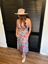 Blue Meadow Tie-Front Midi Dress