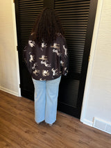 Boho Horse-Print Button-Up Blouse