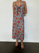 Blue Meadow Tie-Front Midi Dress