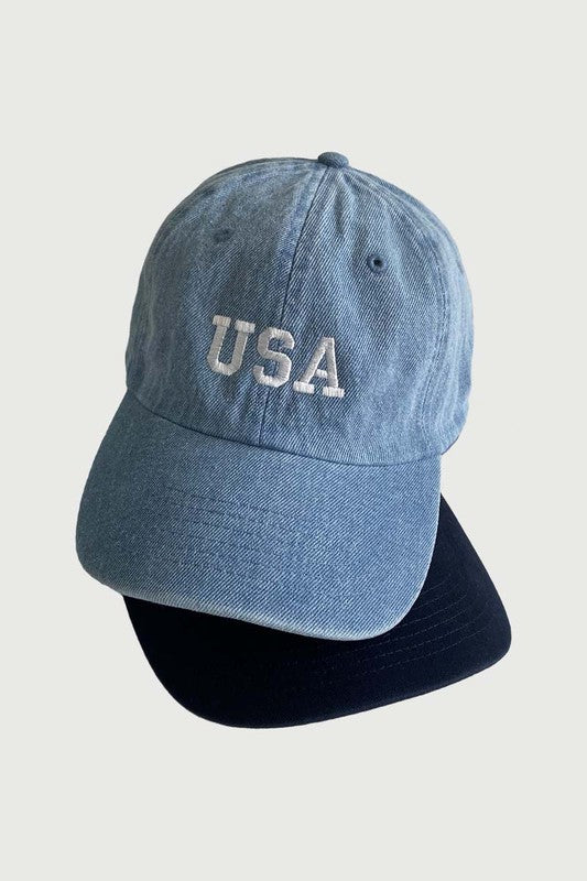 USA Embroidered Denim Hat
