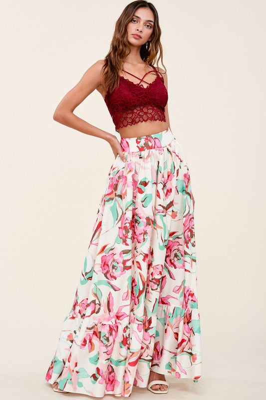 Bali Floral Print Full Maxi Skirt