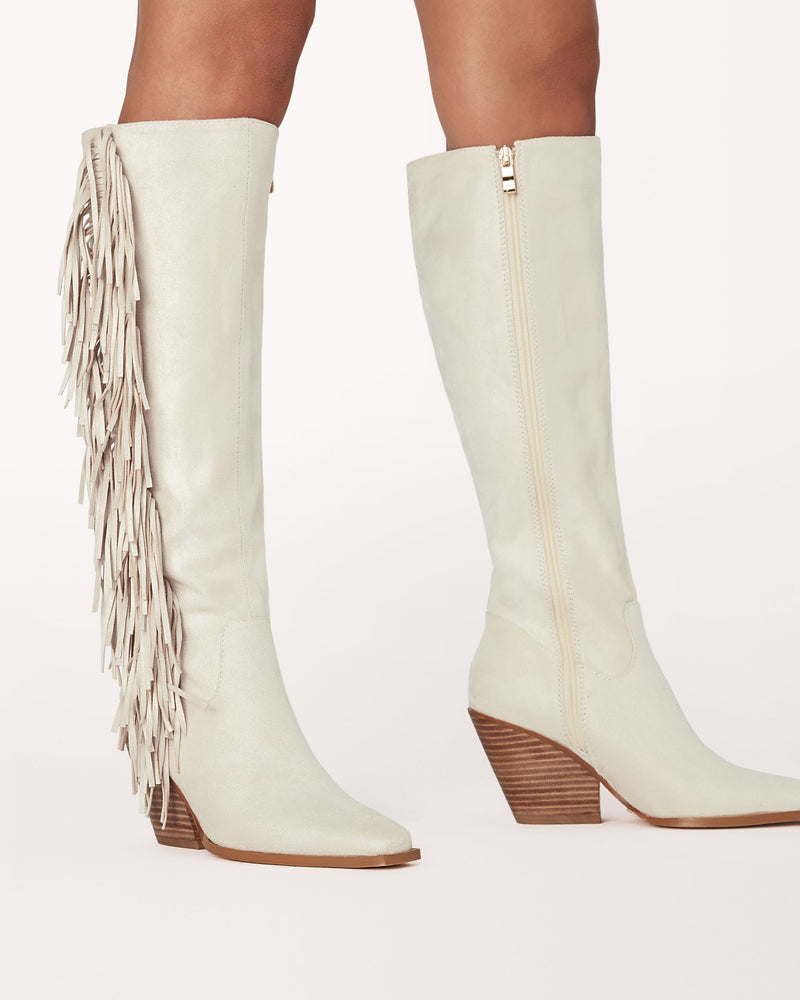 Brenda cowboy boot - Cream suede