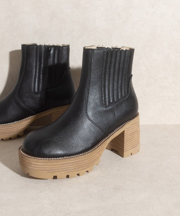 Aubrey Faux Leather Black Platform Boot